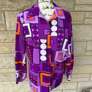 Vintage 1970s dagger pykettes Purple Geometric Blouse